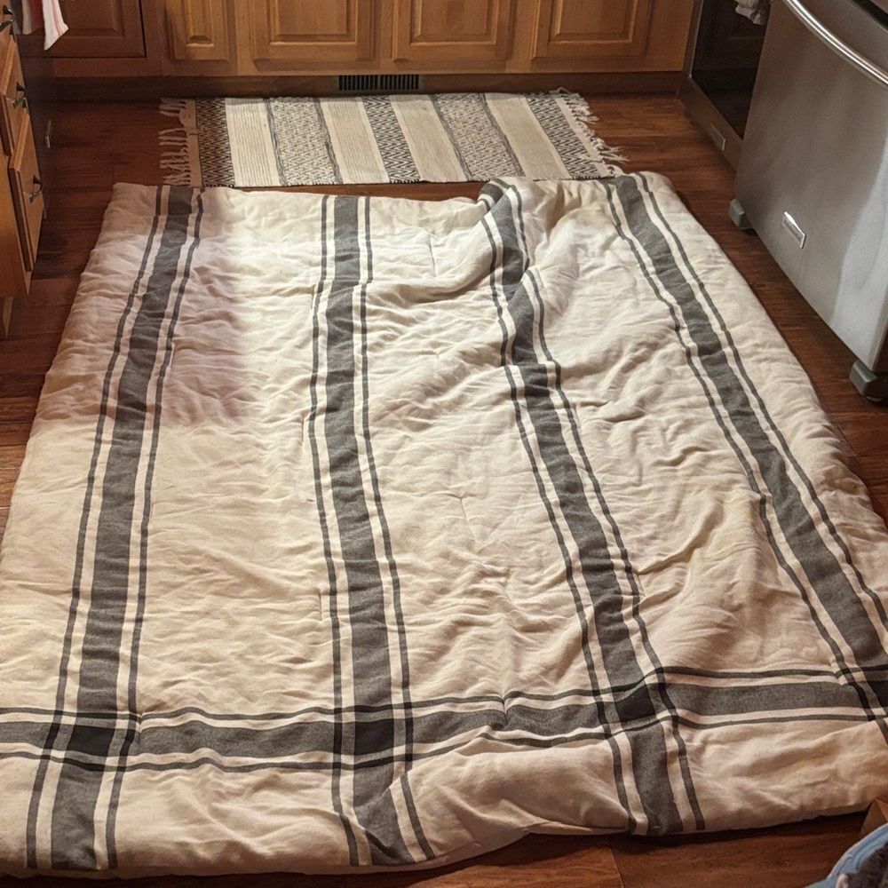 Striped Cream and Gray Comforter